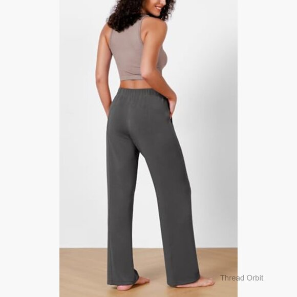 Modal Wide Leg Lounge Pants High Waist Elastic 29" Inseam Pockets - Picture 4 of 7